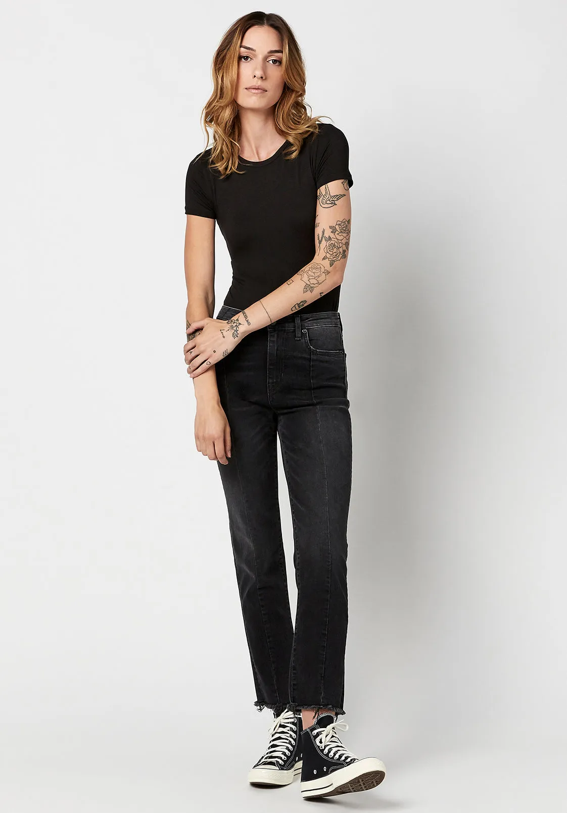 High Rise Straight Jayden Women's Jeans in Dark & Worn - BL15818