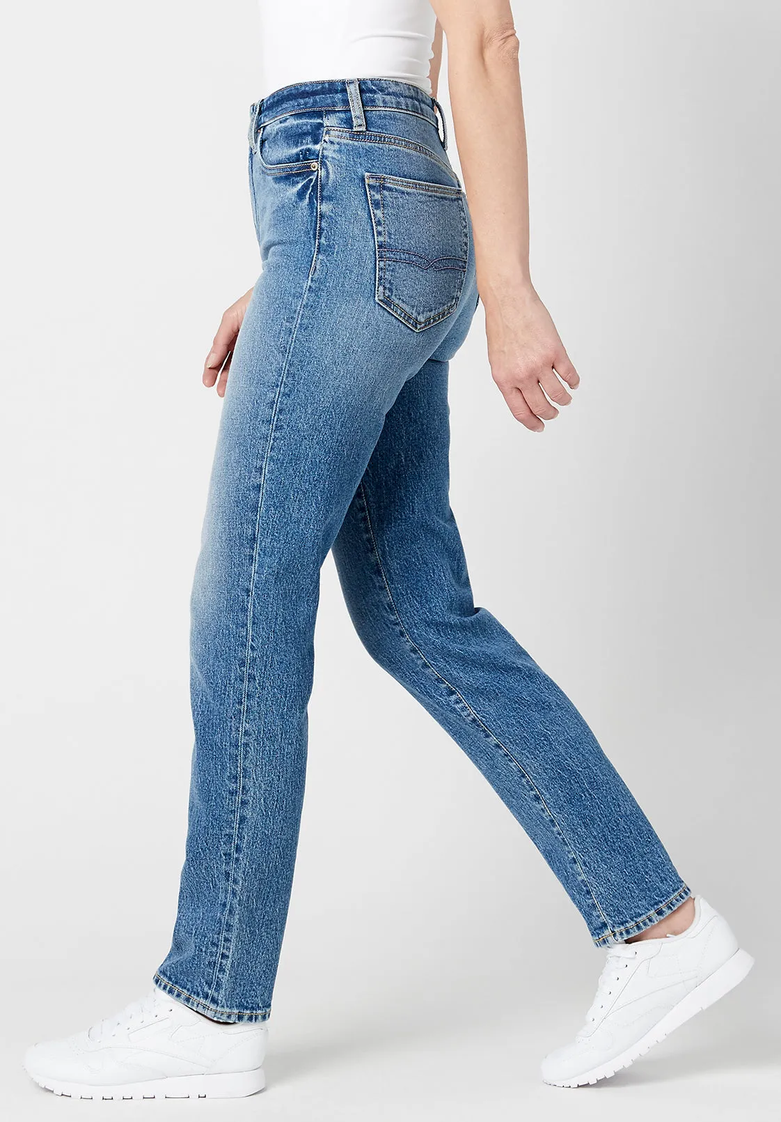 High Rise Straight Jayden Women's Jeans in Veined and Crinkled Blue - BL15856