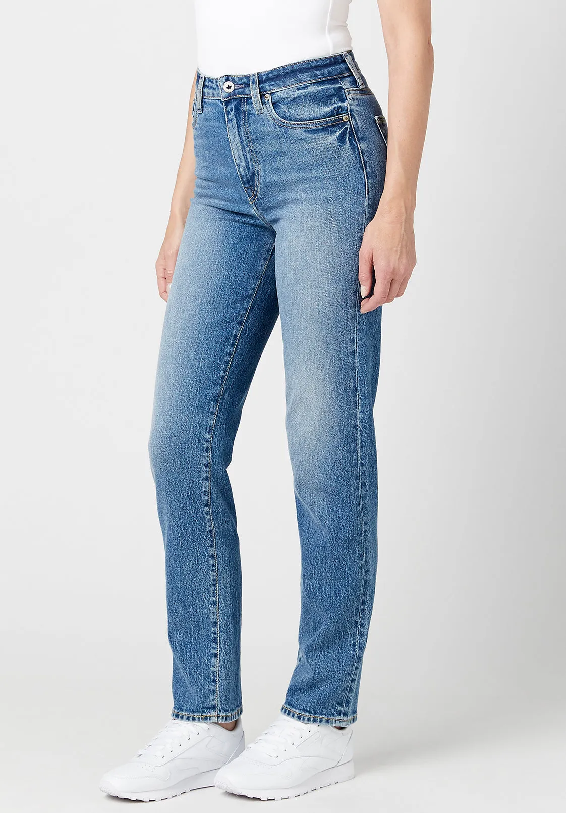 High Rise Straight Jayden Women's Jeans in Veined and Crinkled Blue - BL15856