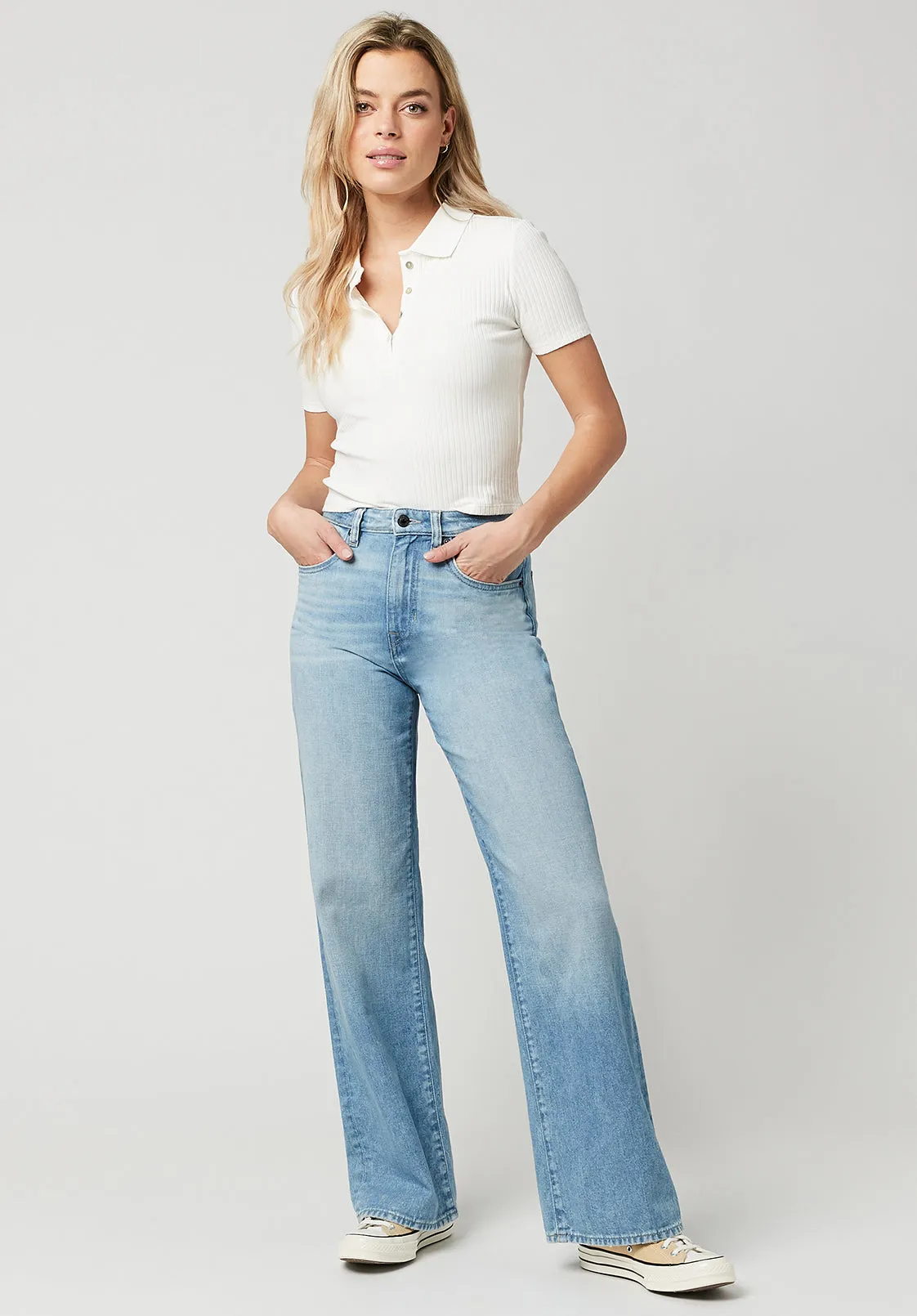 High Rise Wide Leg Addie Women's Jeans in Blue - BL15793