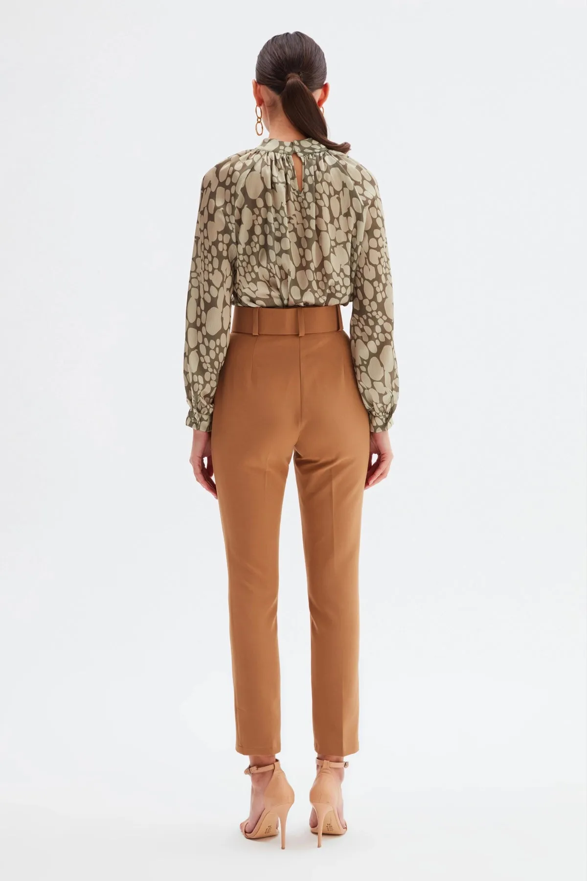 High Waist Belted Trousers - Camel