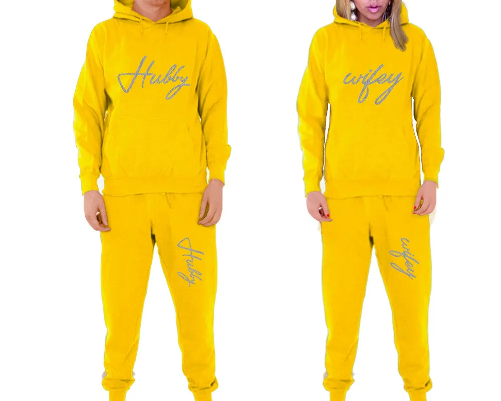 Hubby Wifey Couple Matching Hoodie and Jogger Pants Top&Bottom Sets