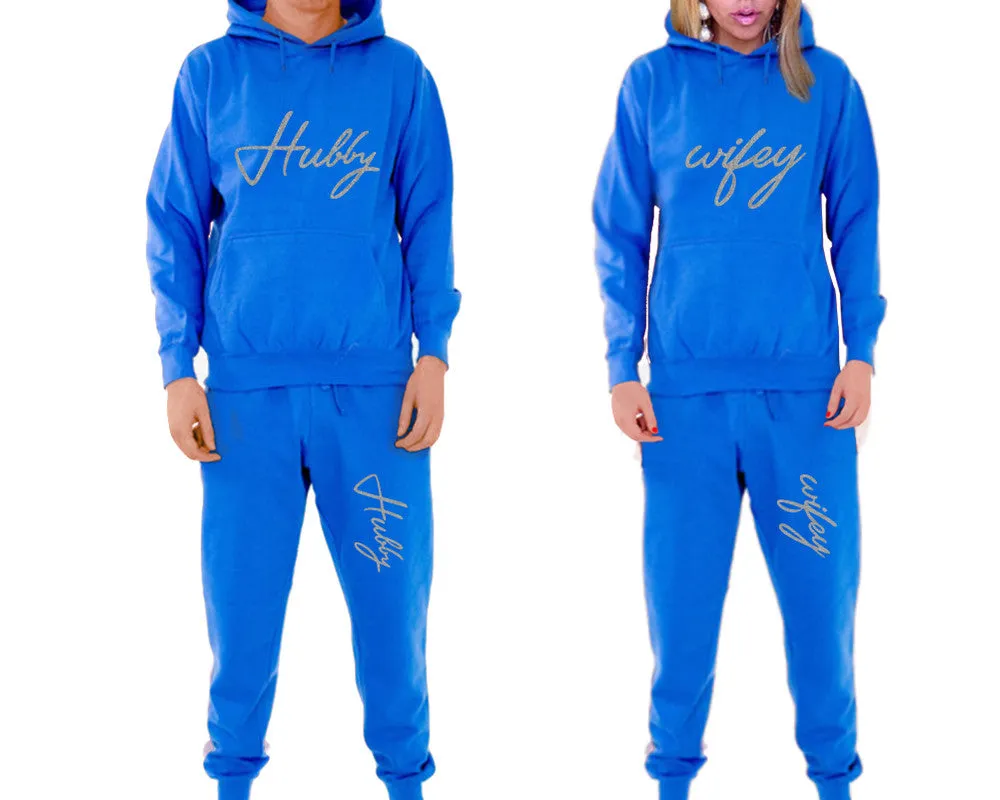 Hubby Wifey Couple Matching Hoodie and Jogger Pants Top&Bottom Sets