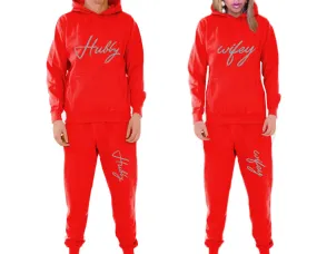 Hubby Wifey Couple Matching Hoodie and Jogger Pants Top&Bottom Sets