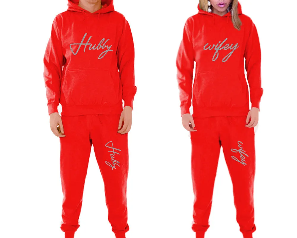 Hubby Wifey Couple Matching Hoodie and Jogger Pants Top&Bottom Sets