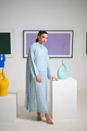 ICE BLUE LUXURY EMBROIDERED KARANDI SET NEL-23635