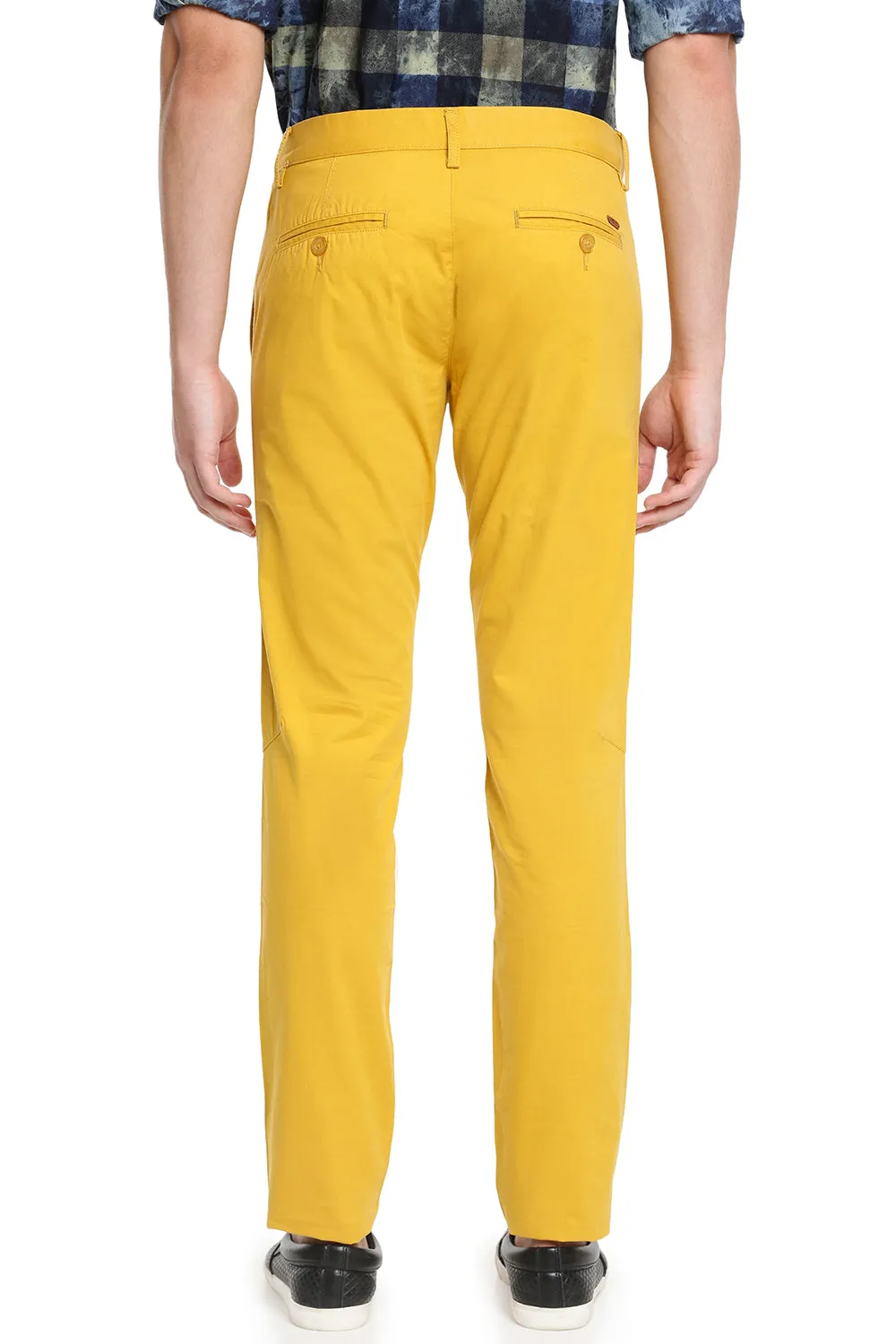 JDC Men Mustard Yellow Solid Trouser