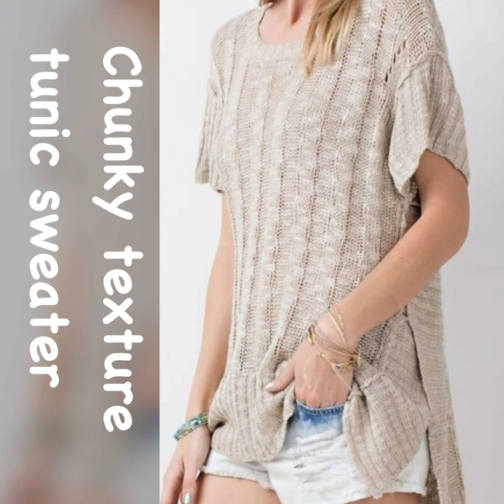 Kathy Soft Cozy Textured Tunic-Sweater