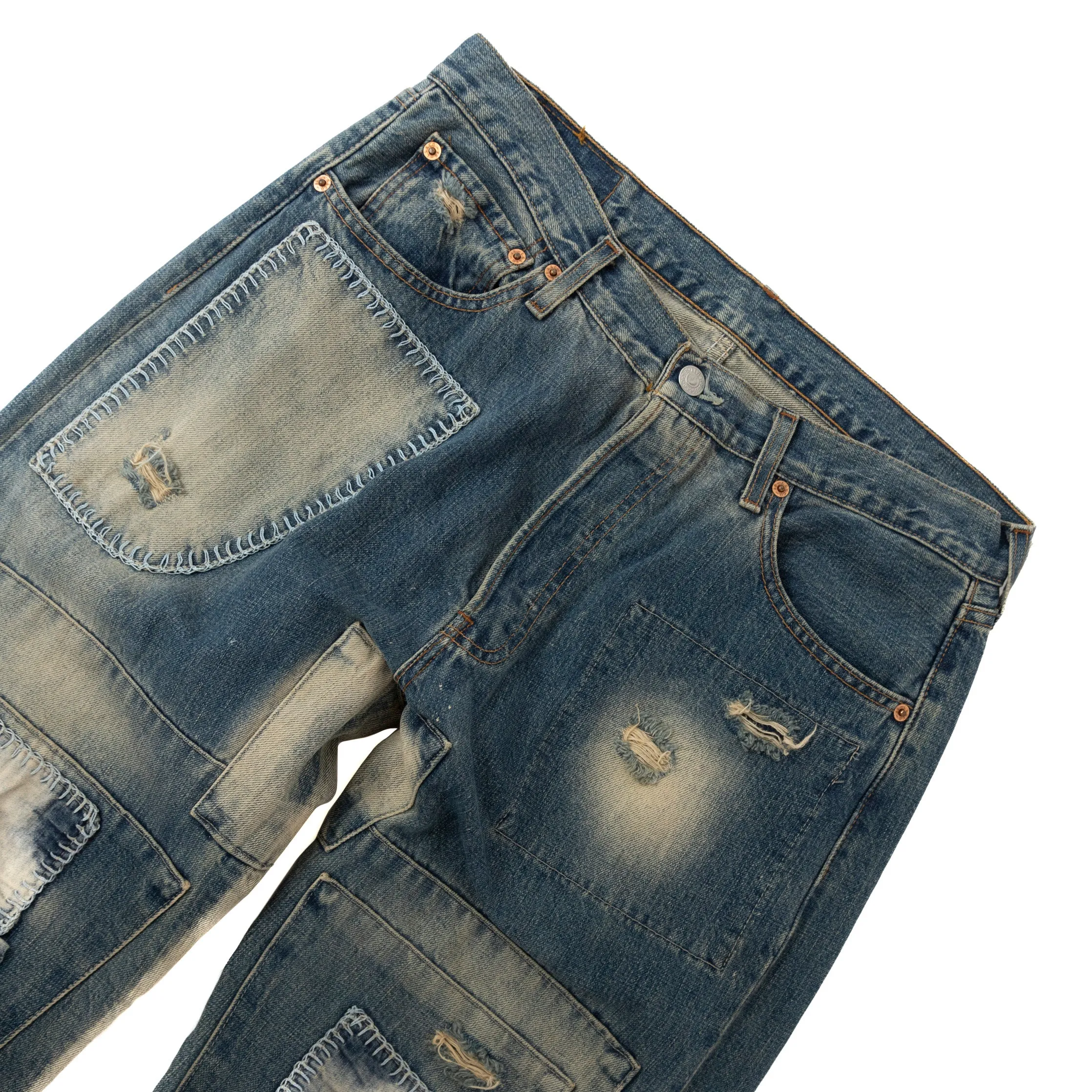 Levis Sashiko Inspired Patchwork Washed Jeans