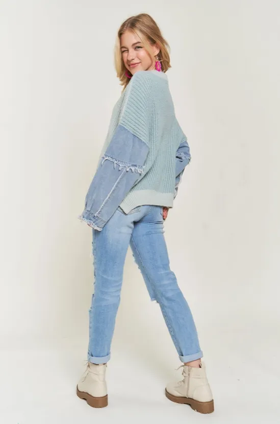 Lulu Denim Sleeve Sweater Top (3 colors)