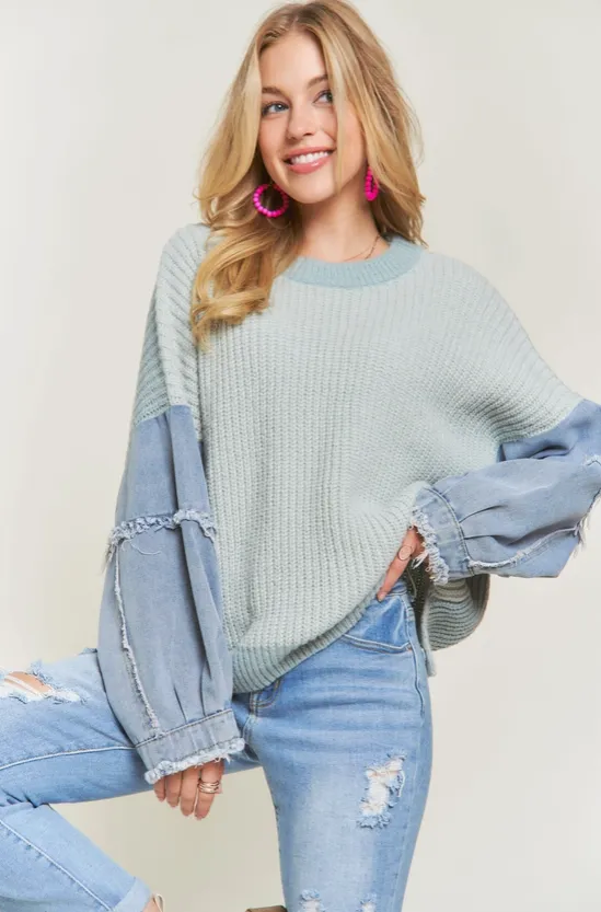 Lulu Denim Sleeve Sweater Top (3 colors)