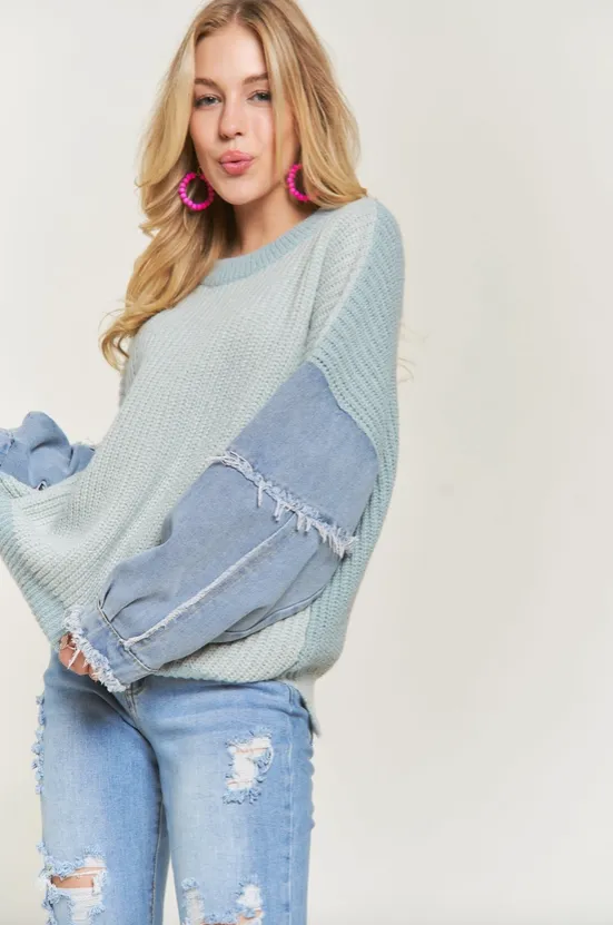 Lulu Denim Sleeve Sweater Top (3 colors)