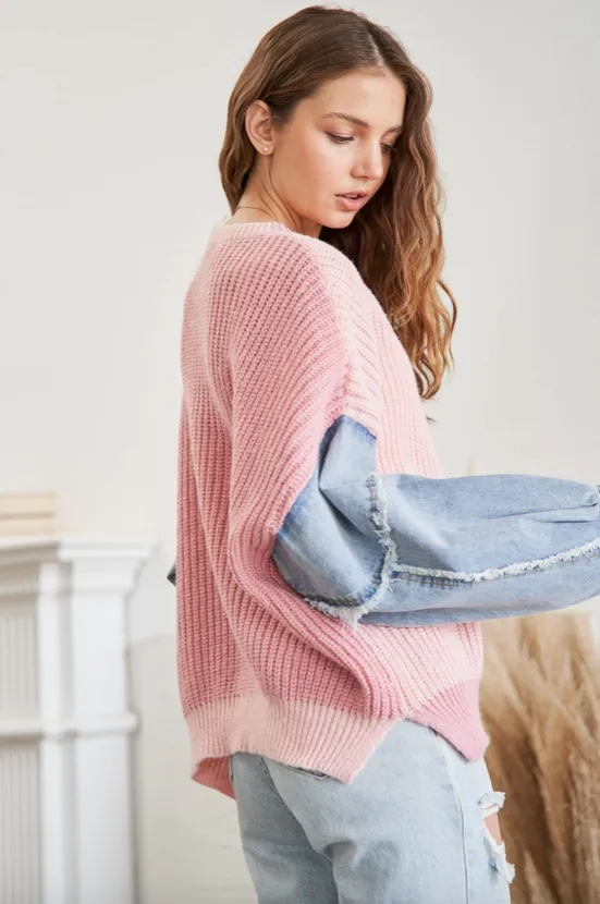 Lulu Denim Sleeve Sweater Top (3 colors)