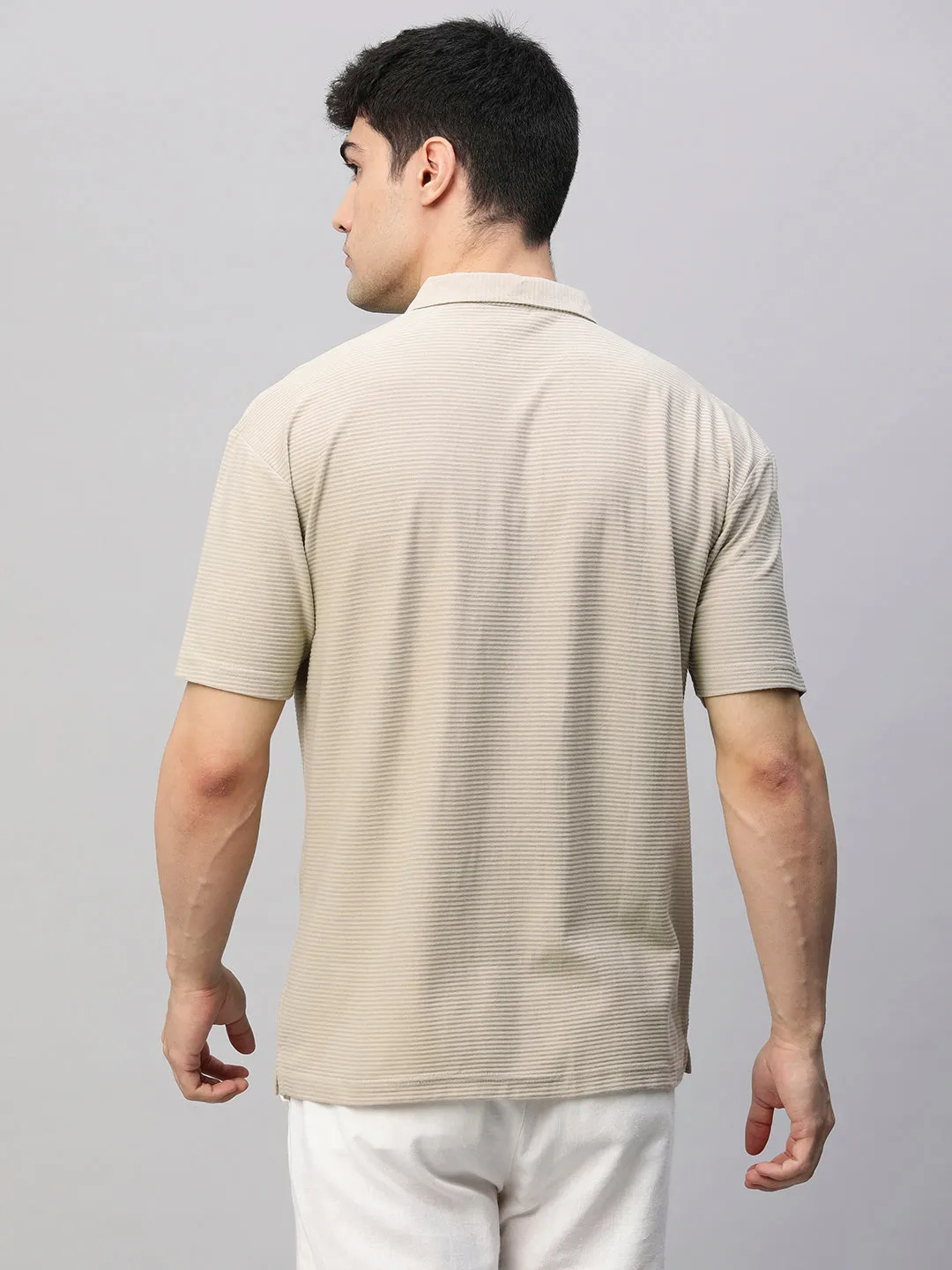 Mens Half Sleeve Resort Shirt - Beige