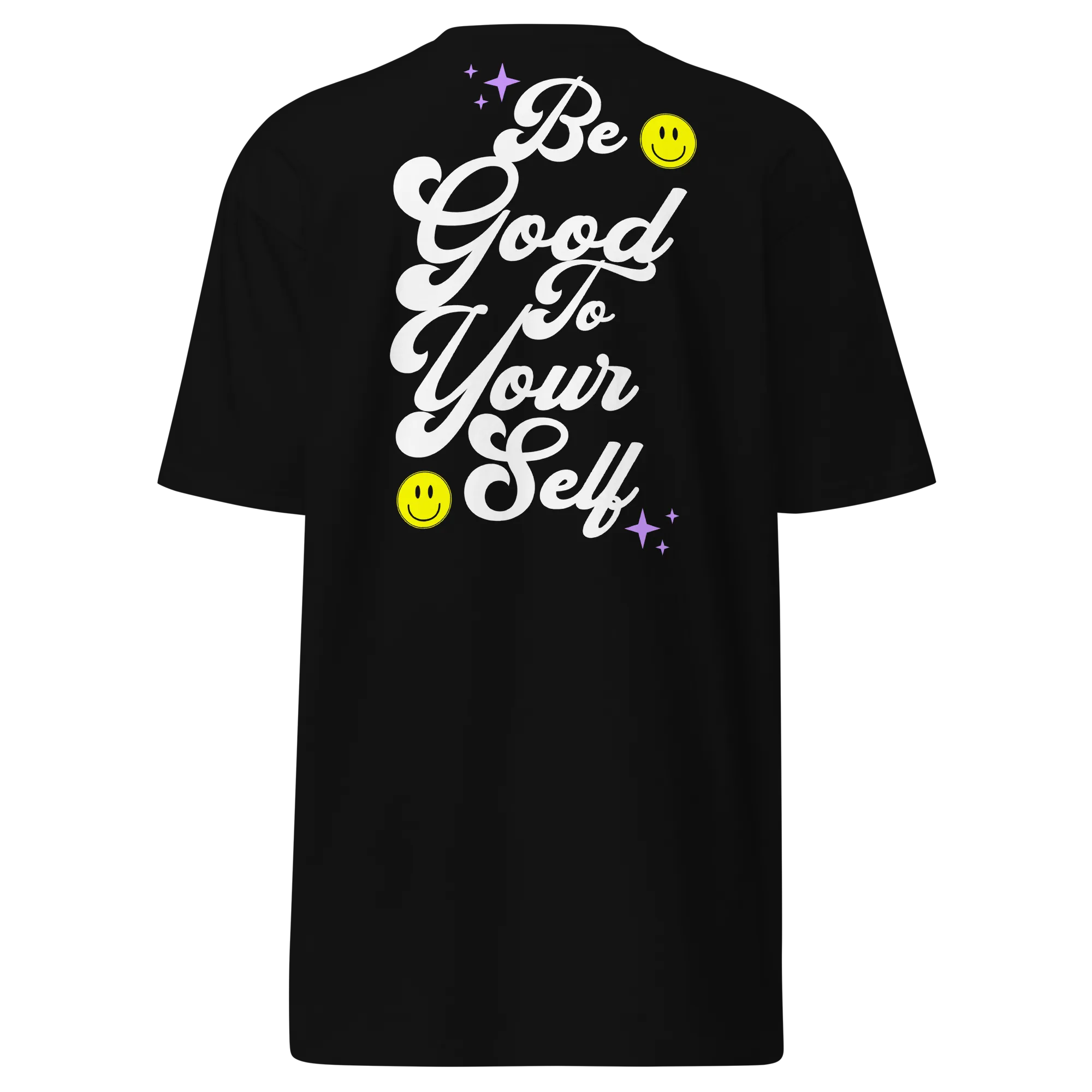 Men’s Smiley Face Graphic And Slogan Black Tee