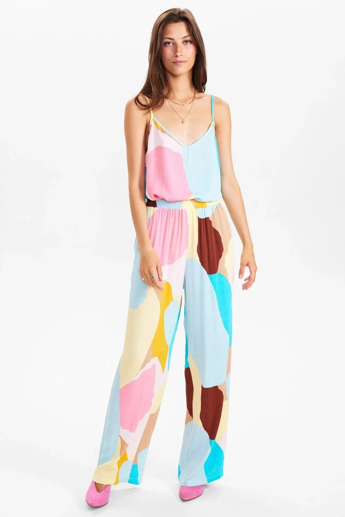 Numph Wide Leg Printed Trousers Multi