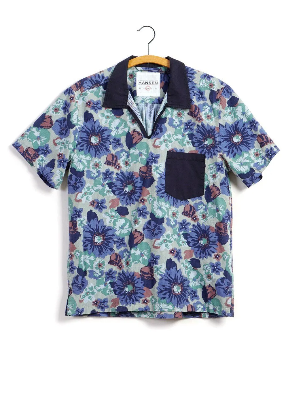 PHILIP | Short Sleeve Pull-On Shirt | Flower/Navy