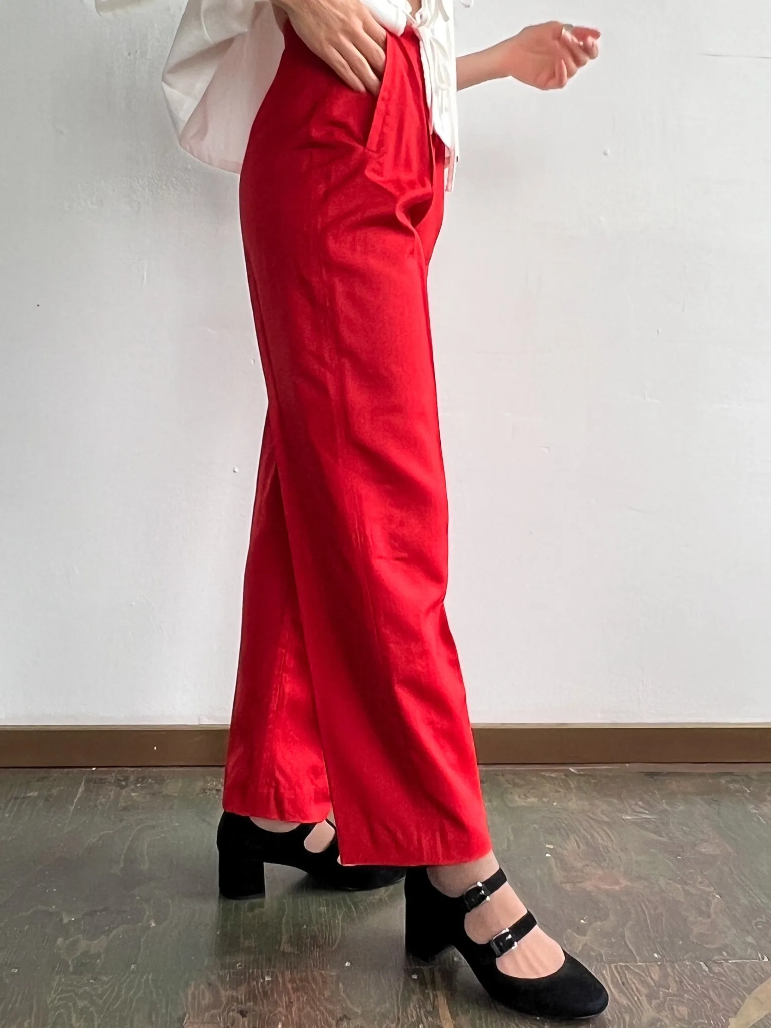 Red Silk Trousers (XS)