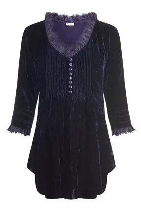 Sophie Silk Velvet shirt - Navy