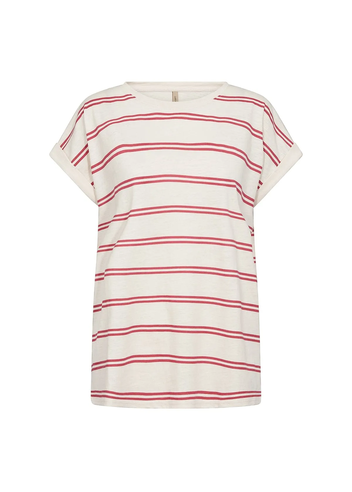 Soya Concept Stripe Cotton T-Shirt Berry Ivory