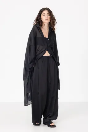 Split Shirt | Black Silk Cotton