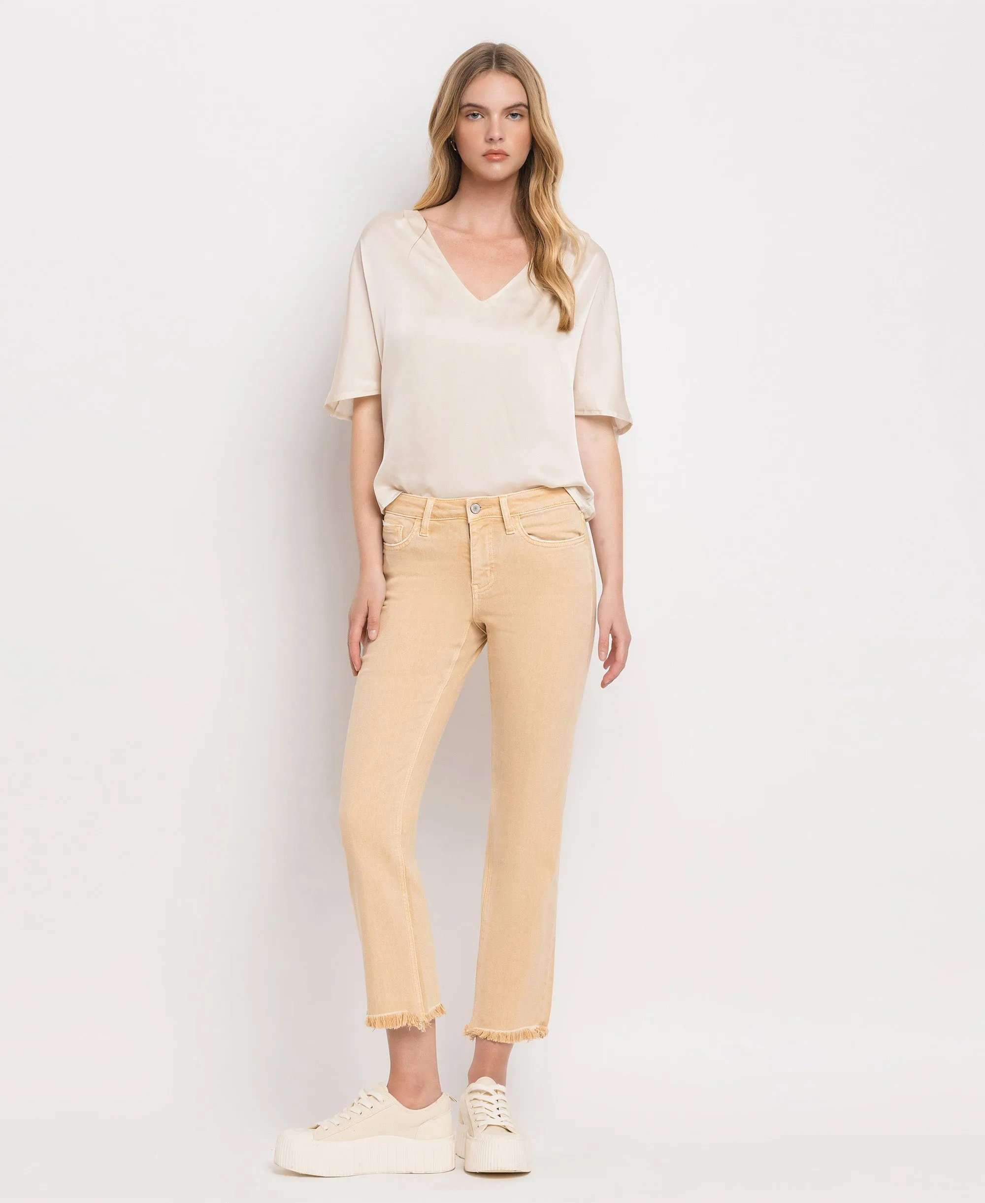 Sun Beige - Mid Rise Straight Jeans