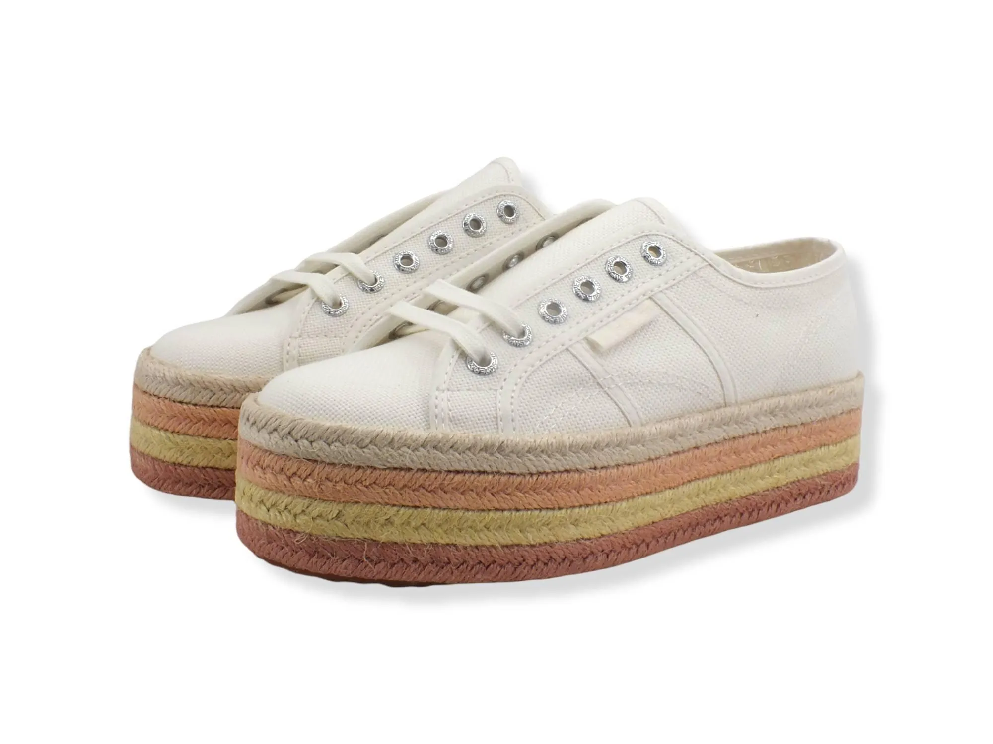 SUPERGA 2790 Multicolor Rope Sneaker White Avorio Apricot Multi S3114CW