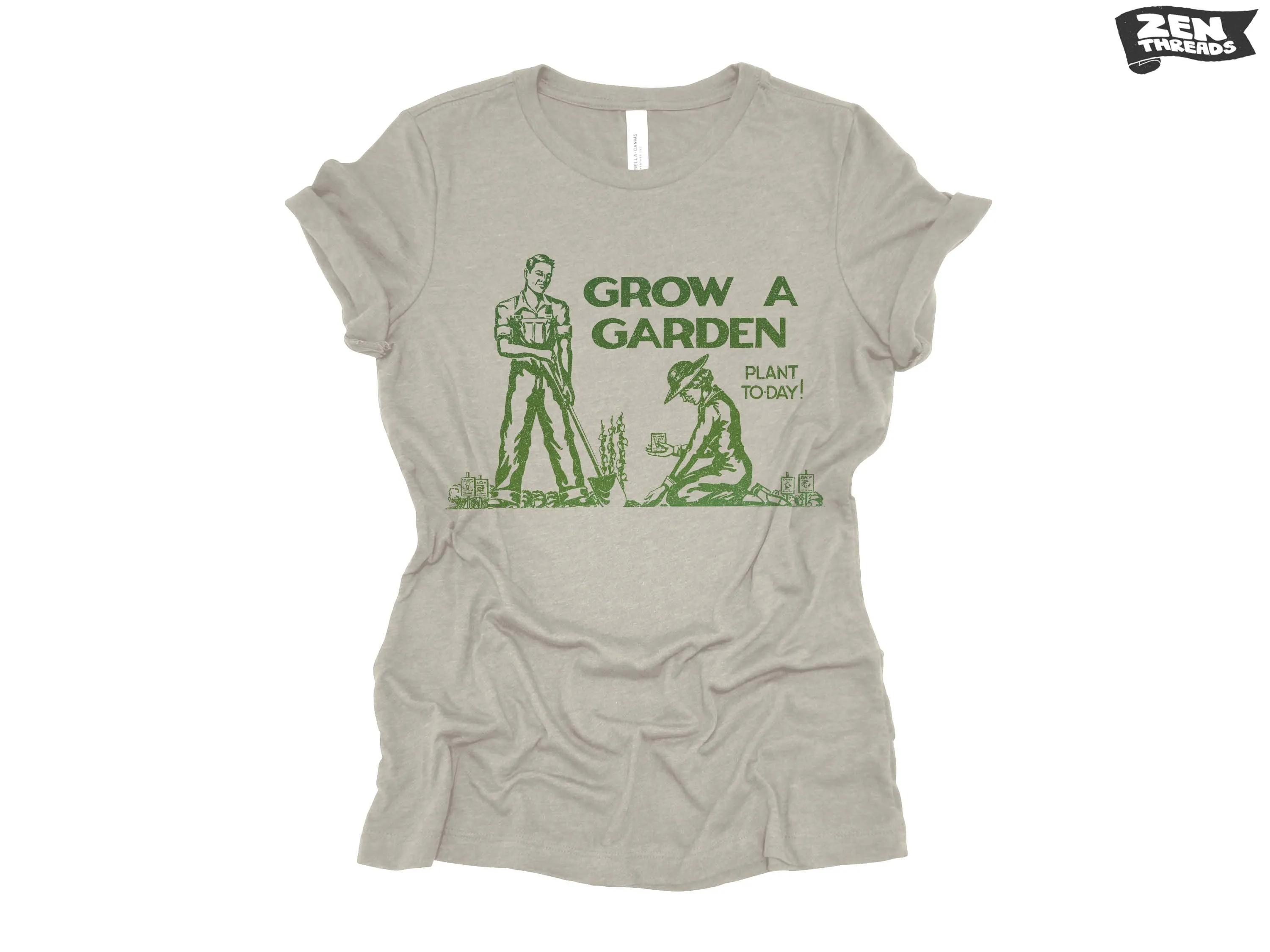 Womens GROW A GARDEN eco soft printed ladies relaxed crew tee nature lover outdoors gardening farmer plants trees grow your own food top