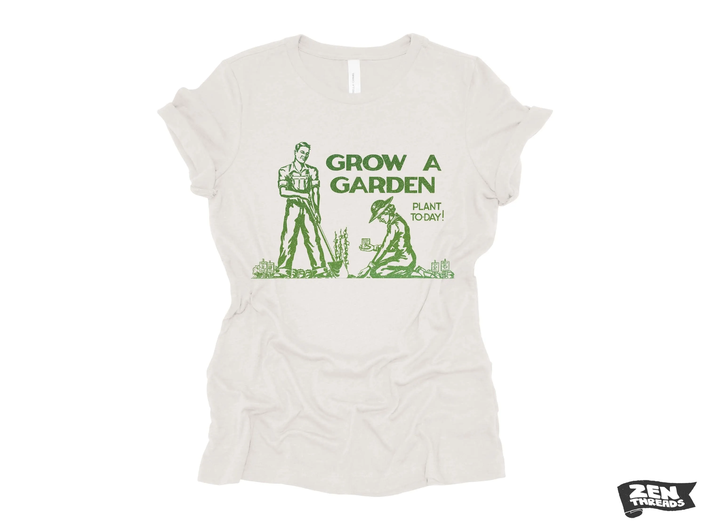 Womens GROW A GARDEN eco soft printed ladies relaxed crew tee nature lover outdoors gardening farmer plants trees grow your own food top