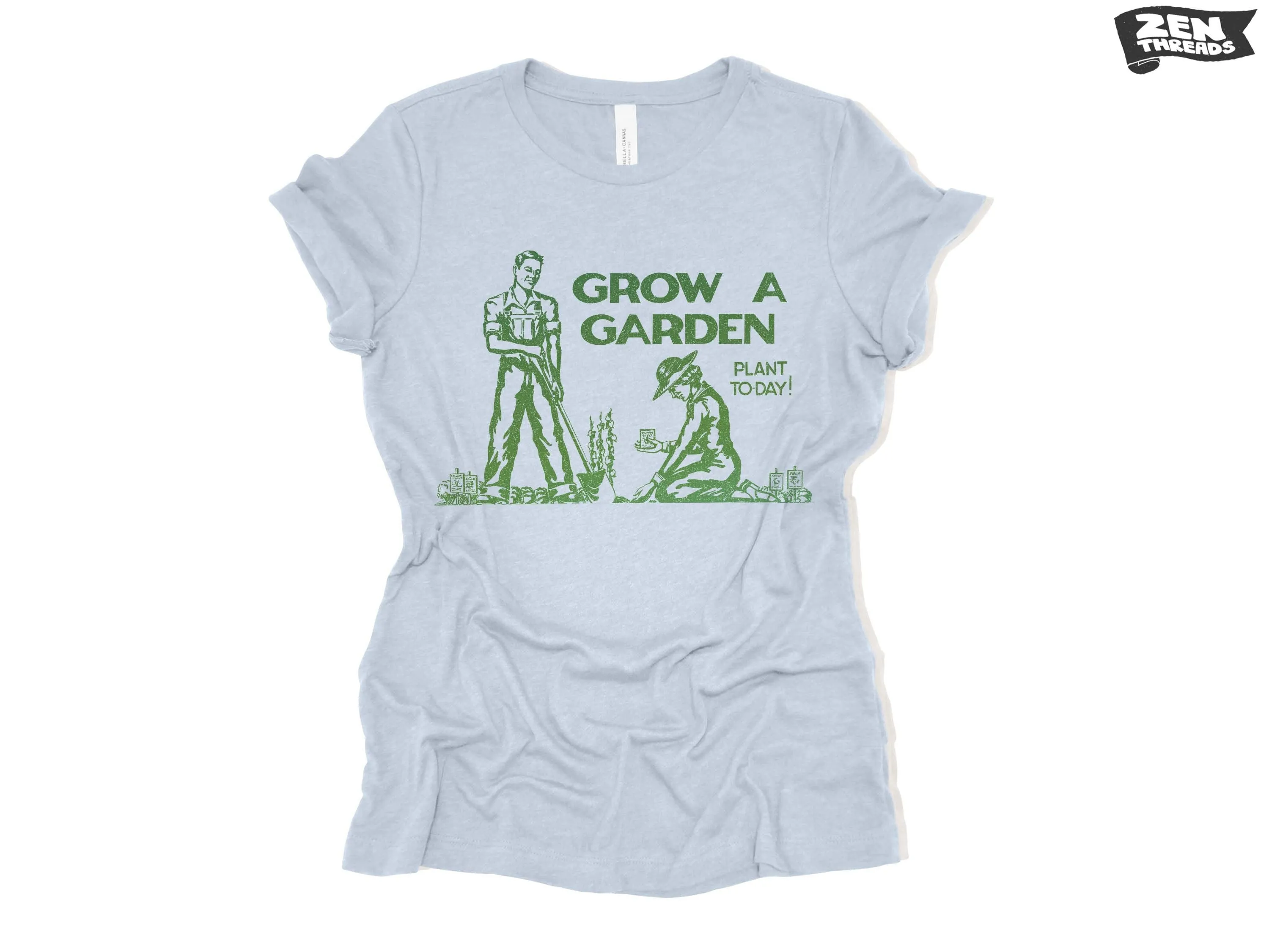 Womens GROW A GARDEN eco soft printed ladies relaxed crew tee nature lover outdoors gardening farmer plants trees grow your own food top